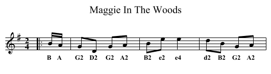Maggie In The Woods - staff notation
