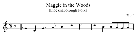 Maggie in the Woods - staff notation