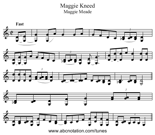 Maggie Kneed - staff notation