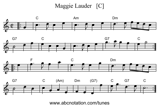 Maggie Lauder   [C] - staff notation