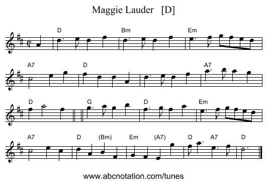 Maggie Lauder   [D] - staff notation