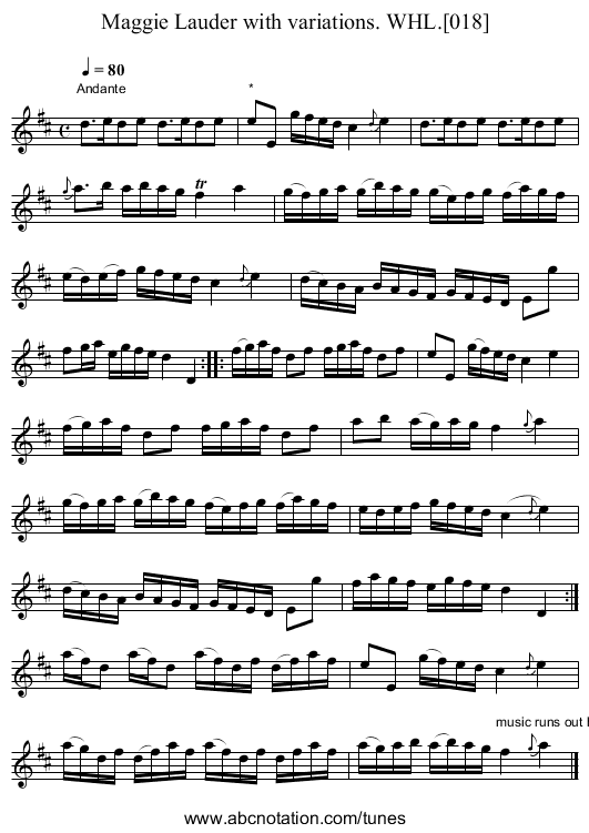 Maggie Lauder with variations. WHL.[018] - staff notation