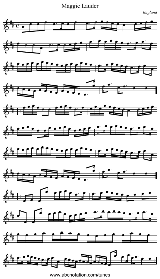 Maggie Lauder - staff notation