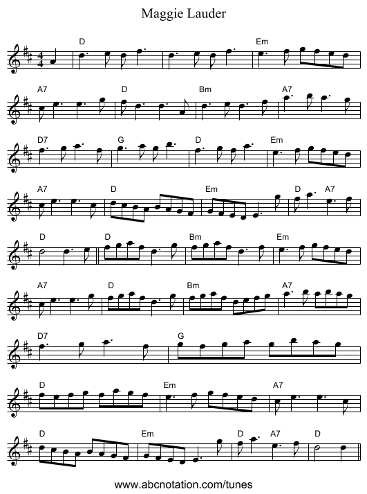 Maggie Lauder - staff notation