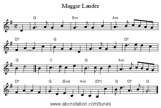 Maggie Lauder - staff notation