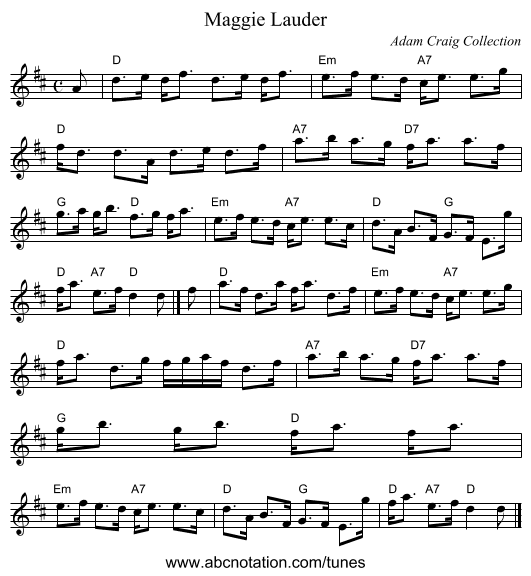 Maggie Lauder - staff notation