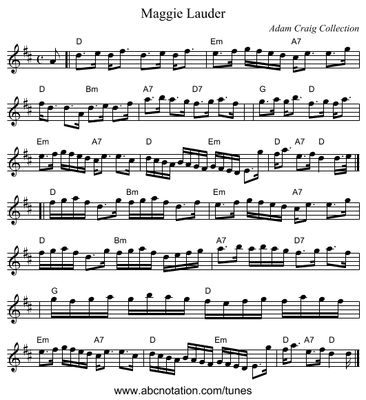 Maggie Lauder - staff notation