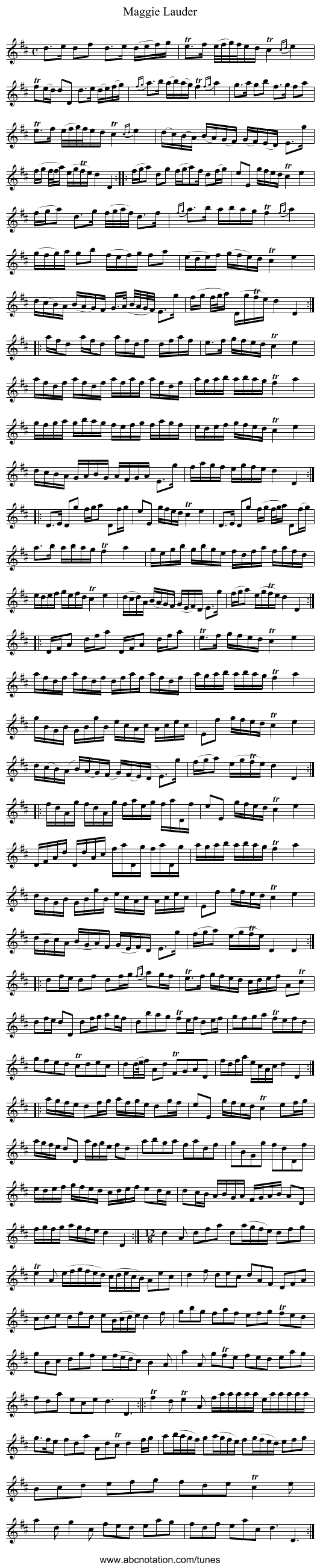 Maggie Lauder - staff notation