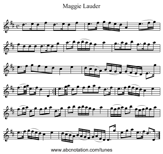 Maggie Lauder - staff notation
