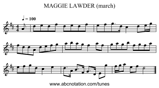 MAGGIE LAWDER (march) - staff notation