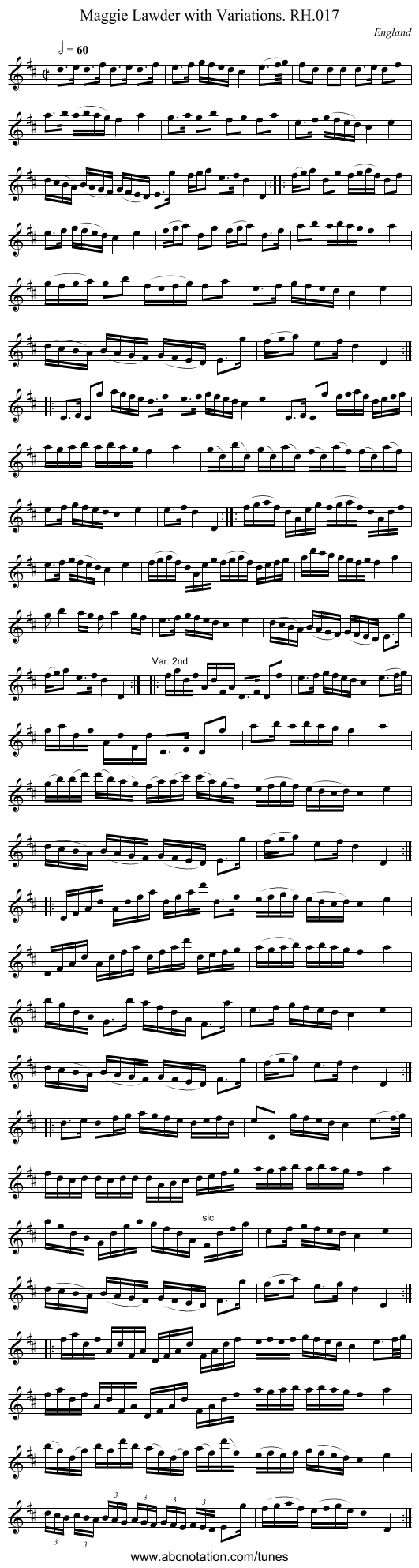 Maggie Lawder with Variations. RH.017 - staff notation