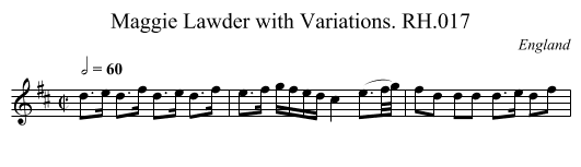 Maggie Lawder with Variations. RH.017 - staff notation