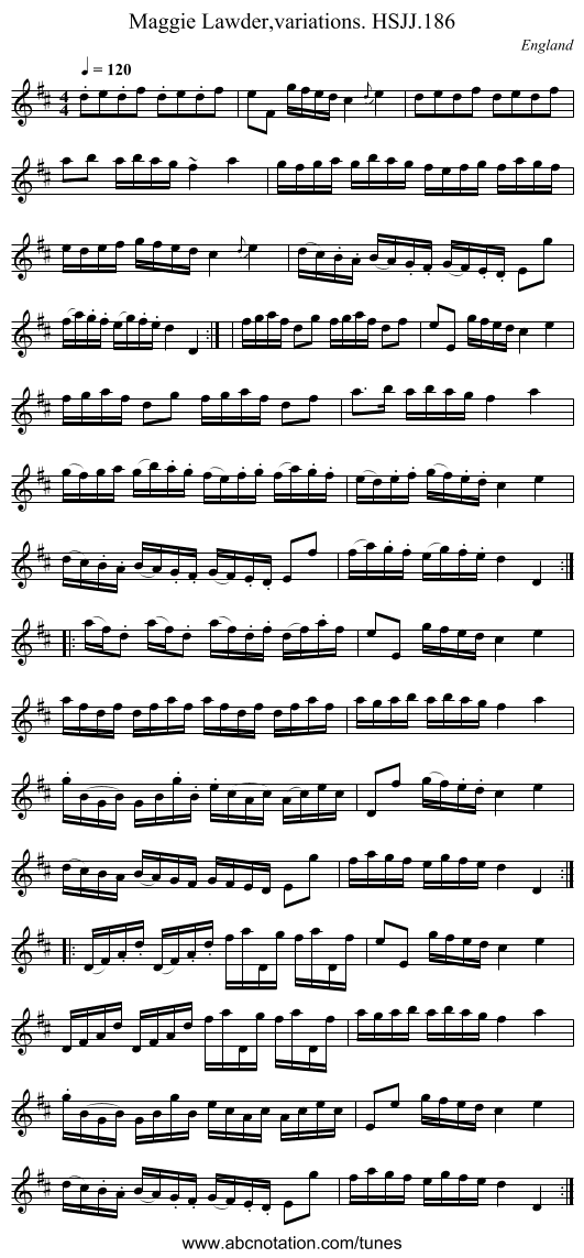 Maggie Lawder,variations. HSJJ.186 - staff notation