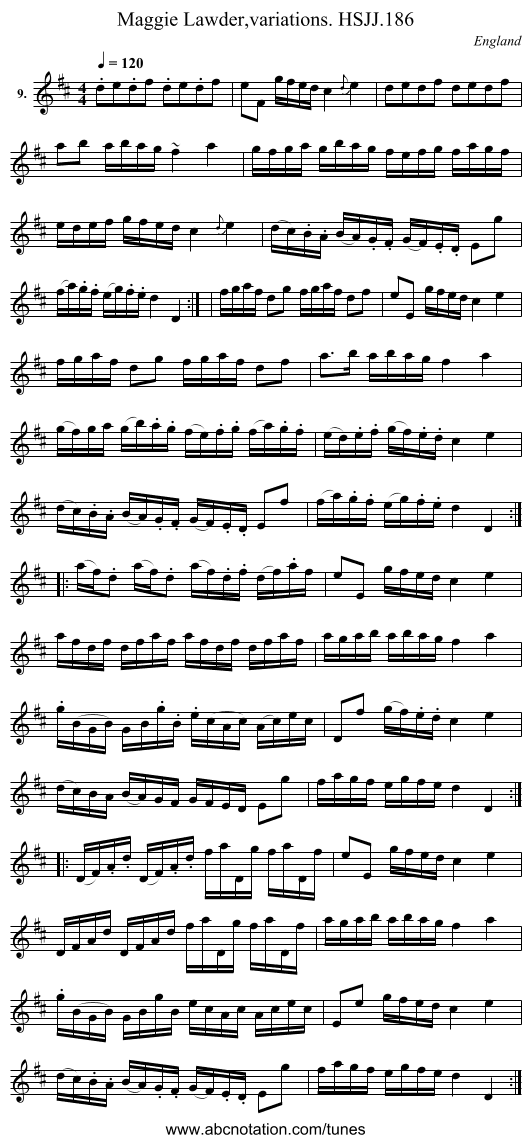 Maggie Lawder,variations. HSJJ.186 - staff notation