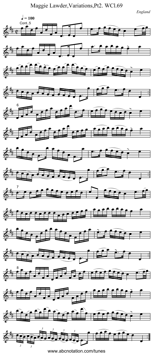 Maggie Lawder,Variations,Pt2. WCl.69 - staff notation