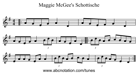 Maggie McGee's Schottische - staff notation