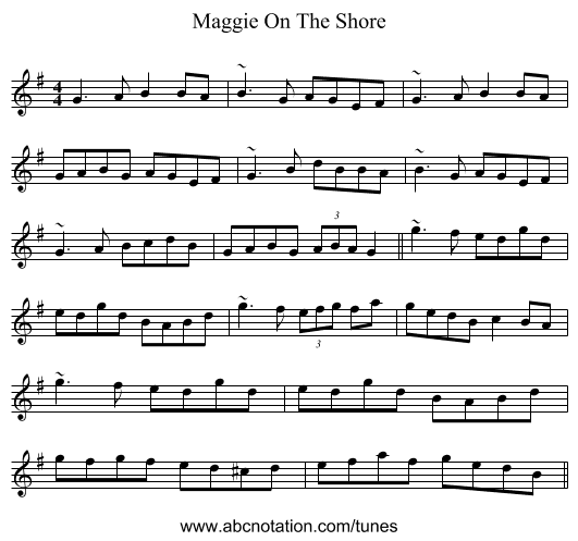Maggie On The Shore - staff notation