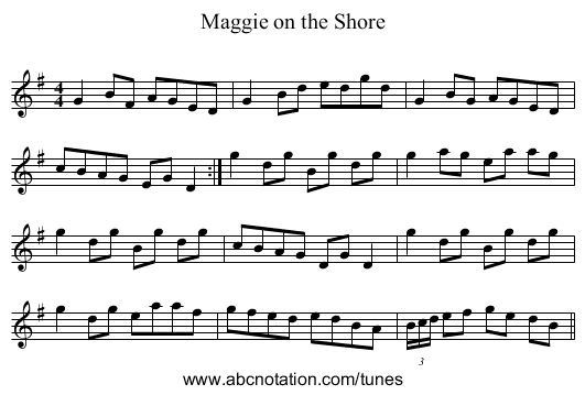 Maggie on the Shore - staff notation