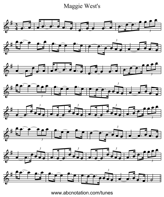 Maggie West's - staff notation