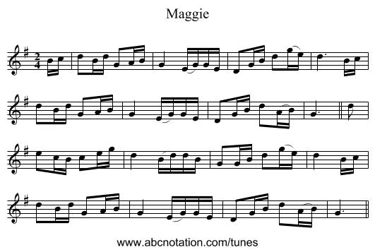 Maggie - staff notation