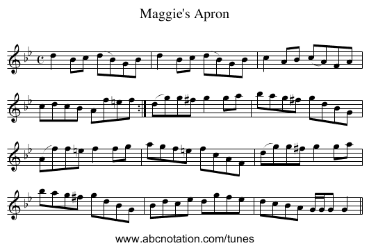 Maggie's Apron - staff notation