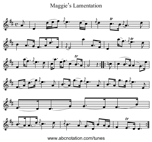 Maggie’s Lamentation - staff notation
