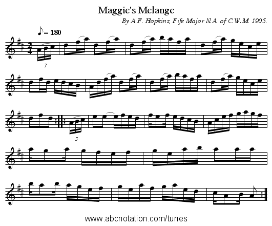 Maggie's Melange - staff notation
