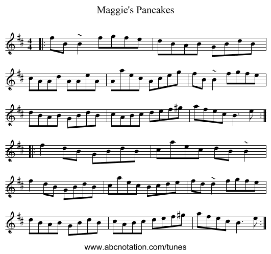 Maggie's Pancakes - staff notation