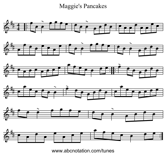 Maggie's Pancakes - staff notation