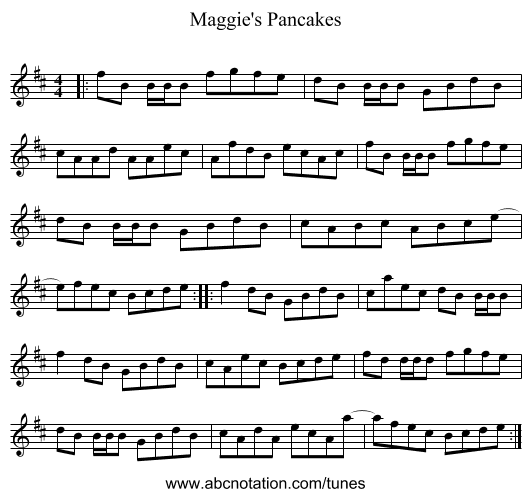 Maggie's Pancakes - staff notation