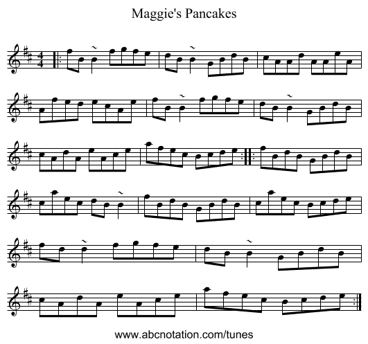 Maggie's Pancakes - staff notation