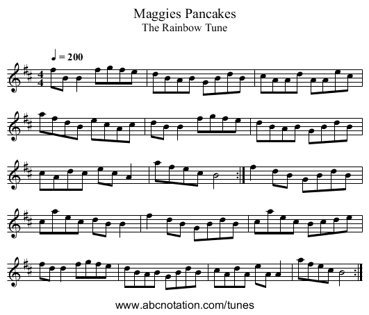 Maggies Pancakes - staff notation