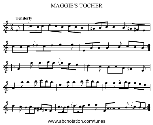 MAGGIE'S TOCHER - staff notation