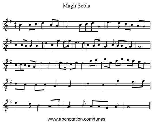 Magh Seóla - staff notation