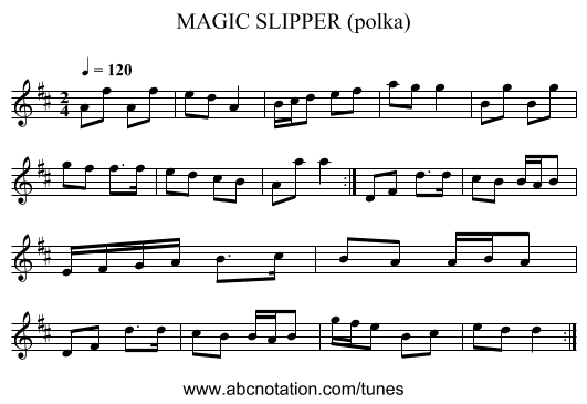 MAGIC SLIPPER (polka) - staff notation