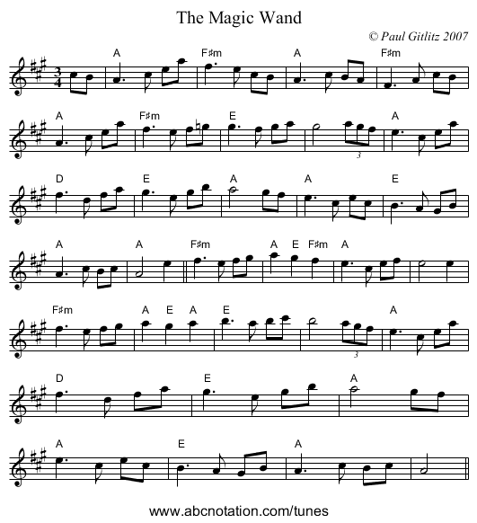 Magic Wand, The - staff notation