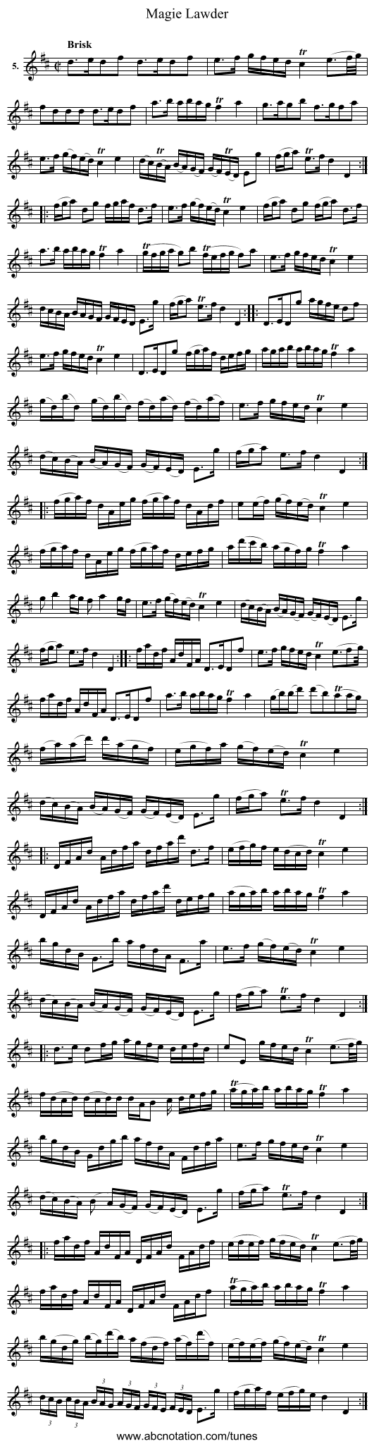 Magie Lawder - staff notation
