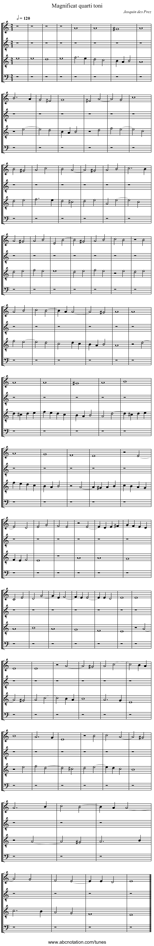 Magnificat quarti toni - staff notation