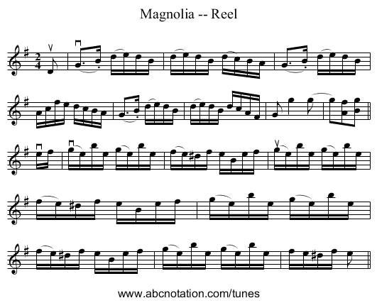 Magnolia -- Reel - staff notation