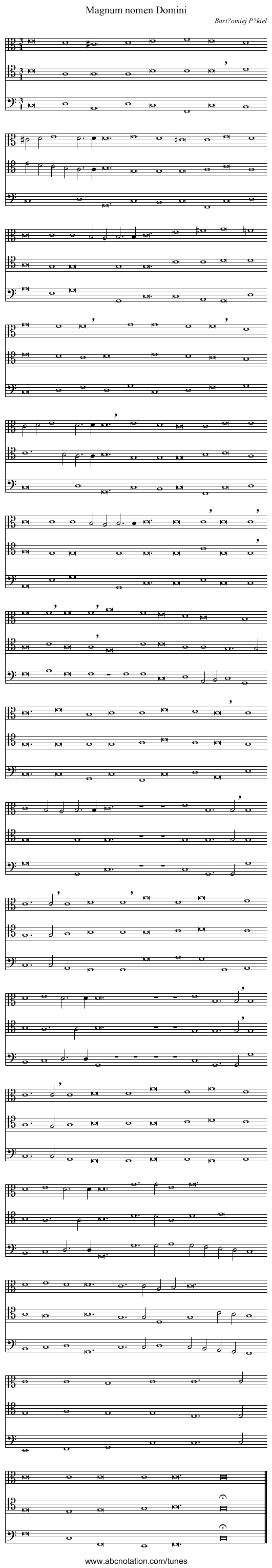 Magnum nomen Domini - staff notation