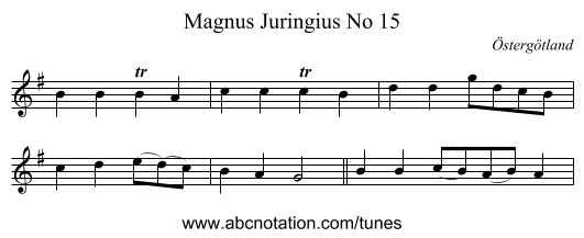 Magnus Juringius No 15 - staff notation