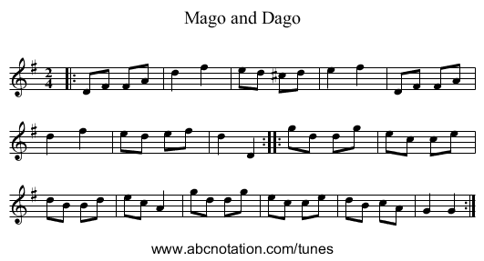 Mago and Dago - staff notation