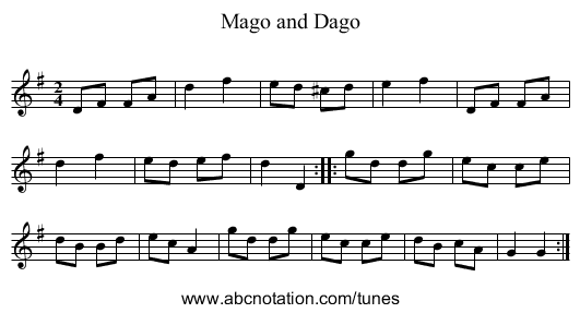 Mago and Dago - staff notation