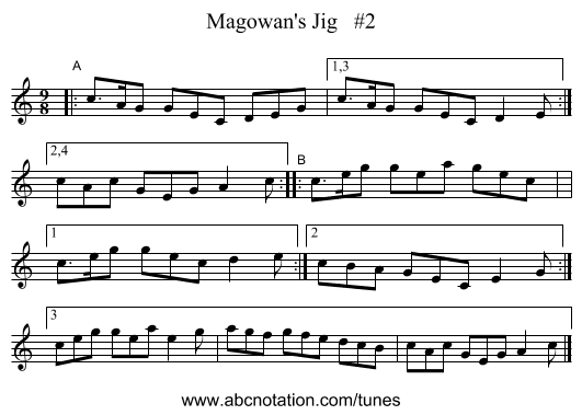 Magowan's Jig #2 - staff notation