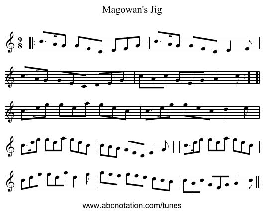 Magowan's Jig - staff notation