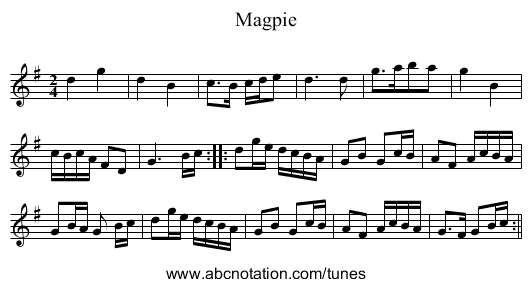 Magpie - staff notation