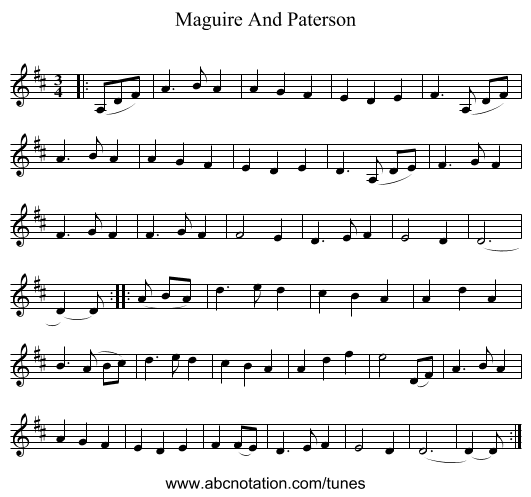 Maguire And Paterson - staff notation