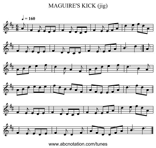 MAGUIRE'S KICK (jig) - staff notation