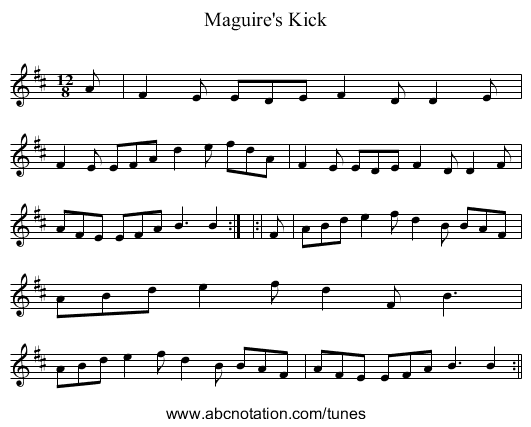 Maguire's Kick - staff notation