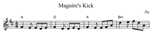 Maguire's Kick - staff notation